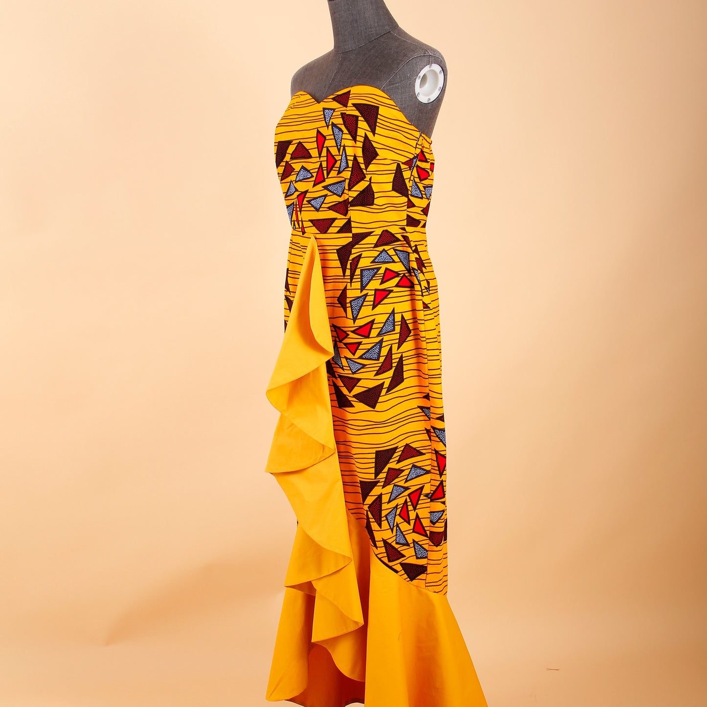 Strapless High Waist Sleeveless Ankara Print Maxi Dress