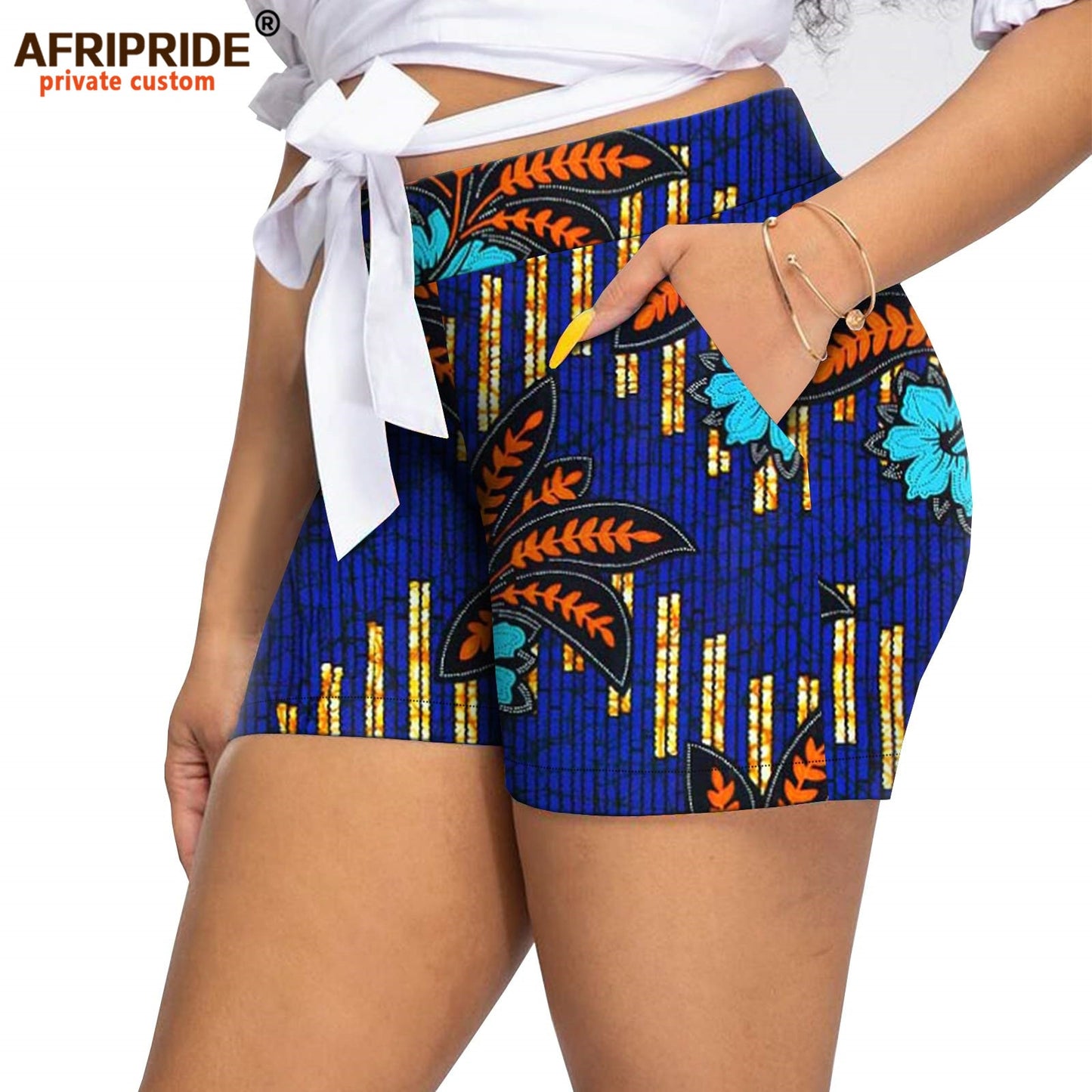 Women`s Shorts Midi Waist  Ankara Printed