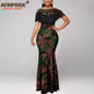 Tassel Short Sleeve Off Shoulder High Waist Ankara Print Attire Party Elegant Maxi Dress A2225038