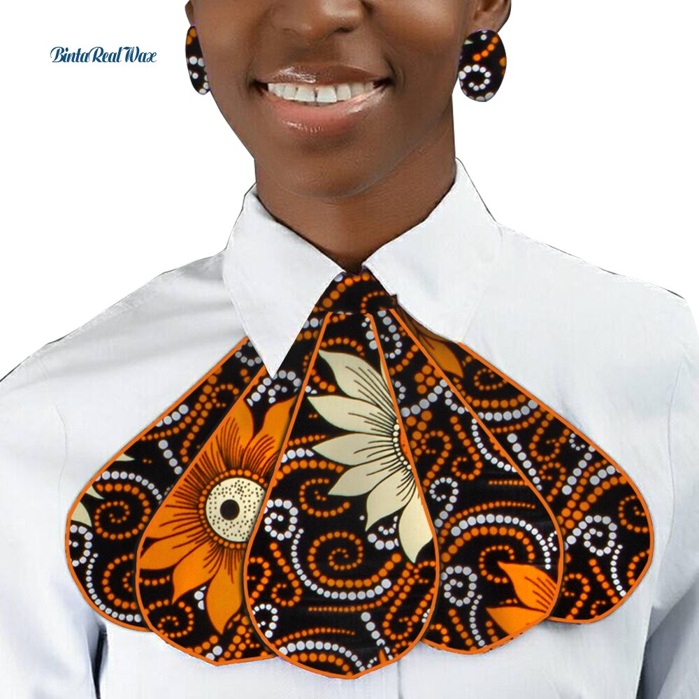 Triangle Ankara Fabric Cravat with Stud Earrings WYB318