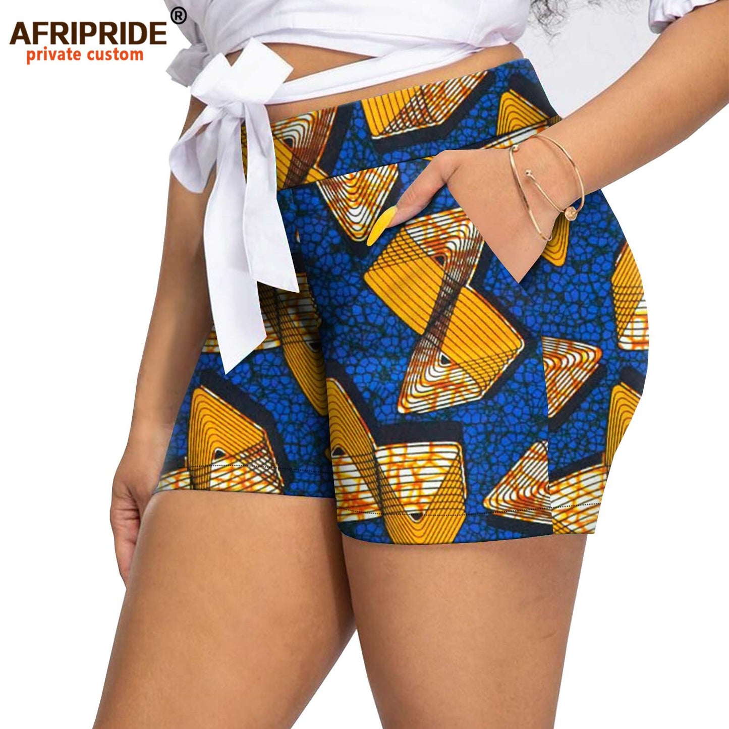 Women`s Shorts Midi Waist  Ankara Printed