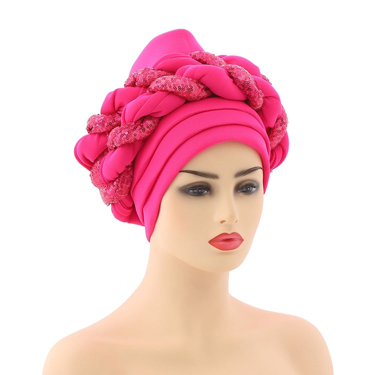 Turbans for Women Pleated Beanie Headwrap  Aso Oke Gele Readymade to Wear