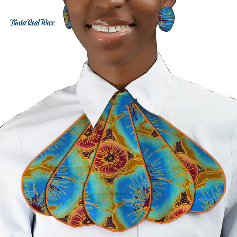 Triangle Ankara Fabric Cravat with Stud Earrings WYB318