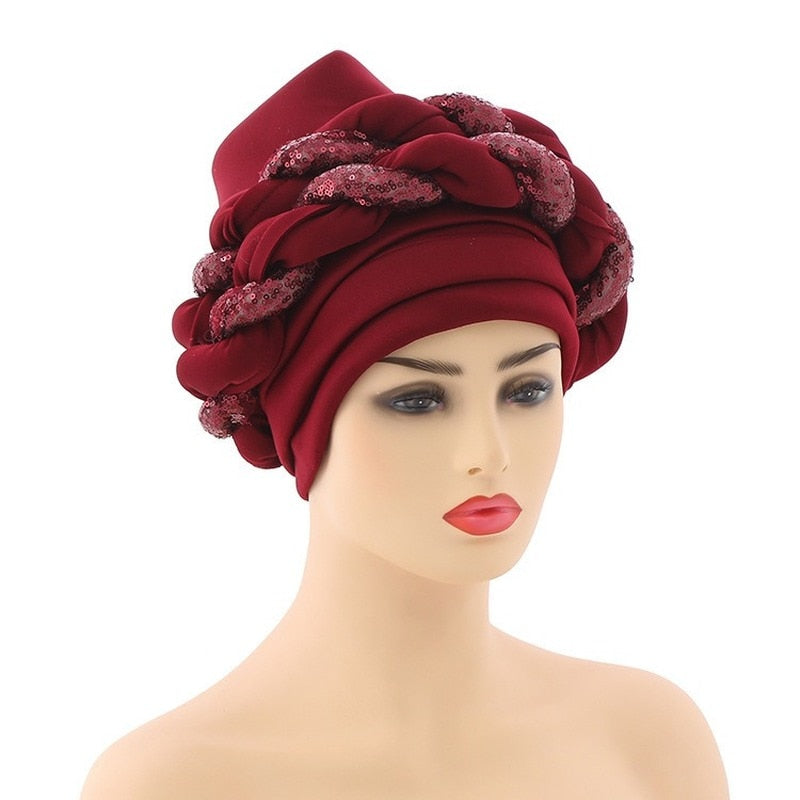 Turbans for Women Pleated Beanie Headwrap  Aso Oke Gele Readymade to Wear