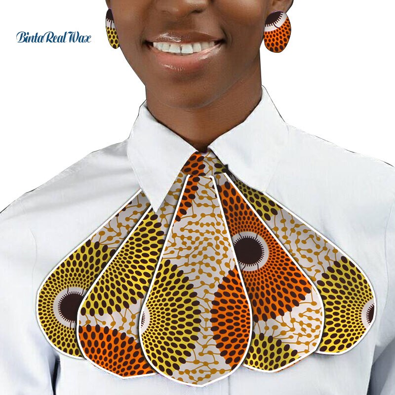 Triangle Ankara Fabric Cravat with Stud Earrings WYB318