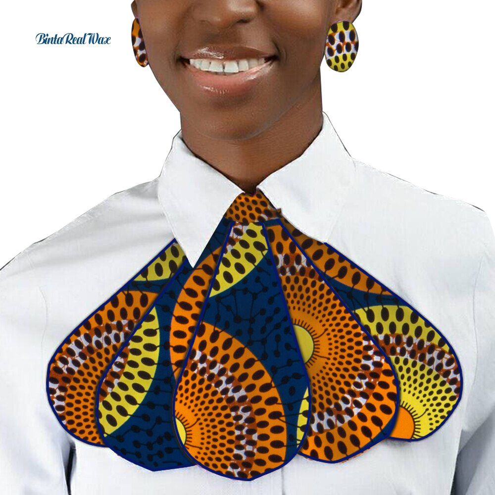 Triangle Ankara Fabric Cravat with Stud Earrings WYB318