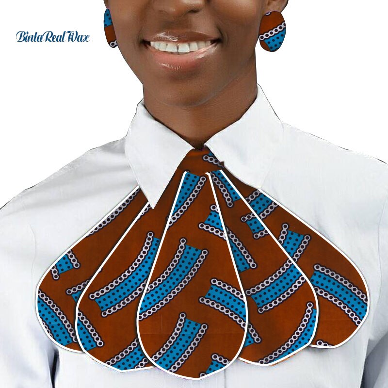 Triangle Ankara Fabric Cravat with Stud Earrings WYB318