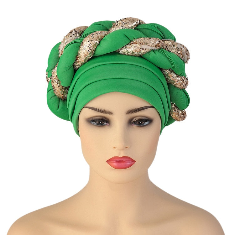 Turbans for Women Pleated Beanie Headwrap  Aso Oke Gele Readymade to Wear