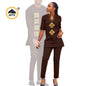 African Couples Isiagu Women& Men Festive Traditional Outfits 2 Pieces Shirt and Pants Sets