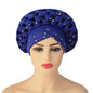 Inlaid with Diamonds African Pattern Pre-Tied Bonnet Turban Knot Cap  Auto Gele Robe  Aso Oke Ready To Wear
