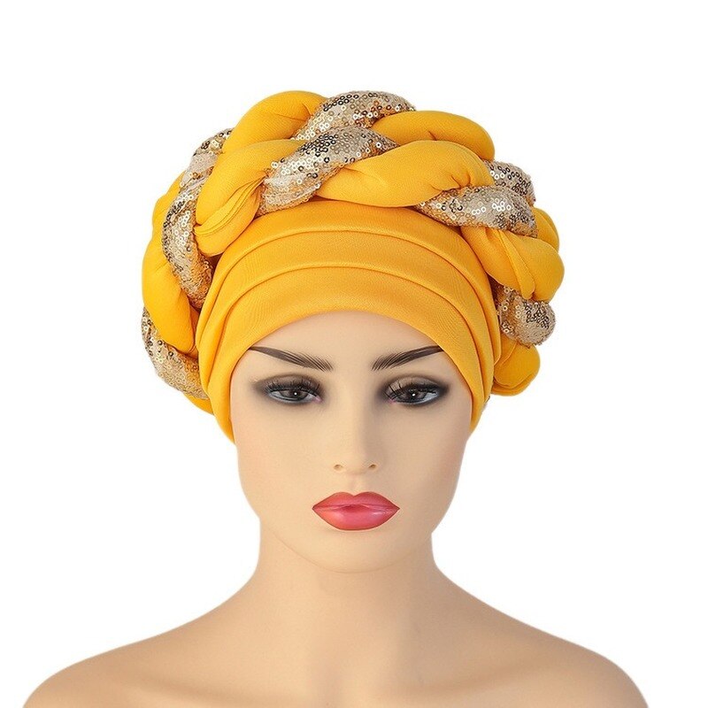 Turbans for Women Pleated Beanie Headwrap  Aso Oke Gele Readymade to Wear