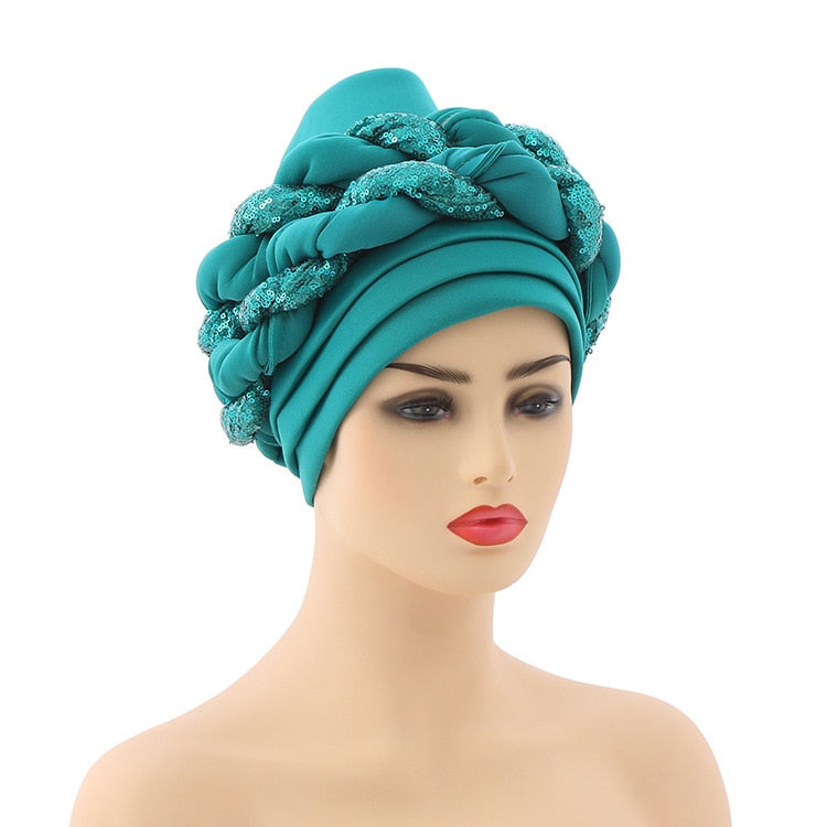 Turbans for Women Pleated Beanie Headwrap  Aso Oke Gele Readymade to Wear