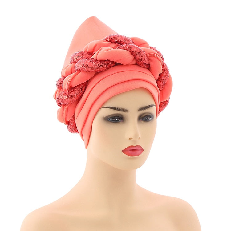 Turbans for Women Pleated Beanie Headwrap  Aso Oke Gele Readymade to Wear