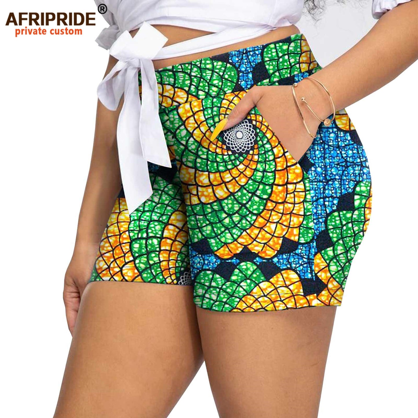 Women`s Shorts Midi Waist  Ankara Printed