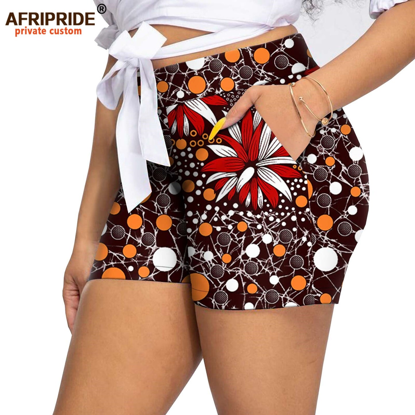 Women`s Shorts Midi Waist  Ankara Printed