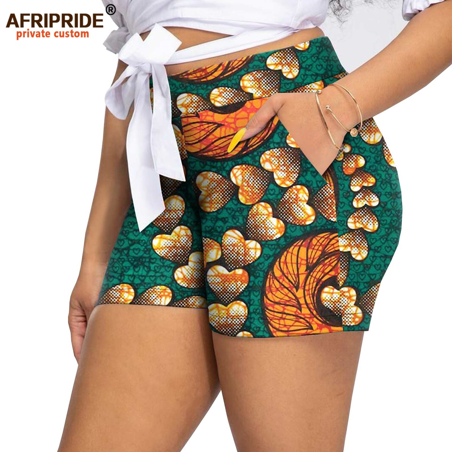 Women`s Shorts Midi Waist  Ankara Printed