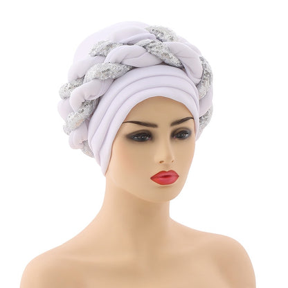 Turbans for Women Pleated Beanie Headwrap  Aso Oke Gele Readymade to Wear
