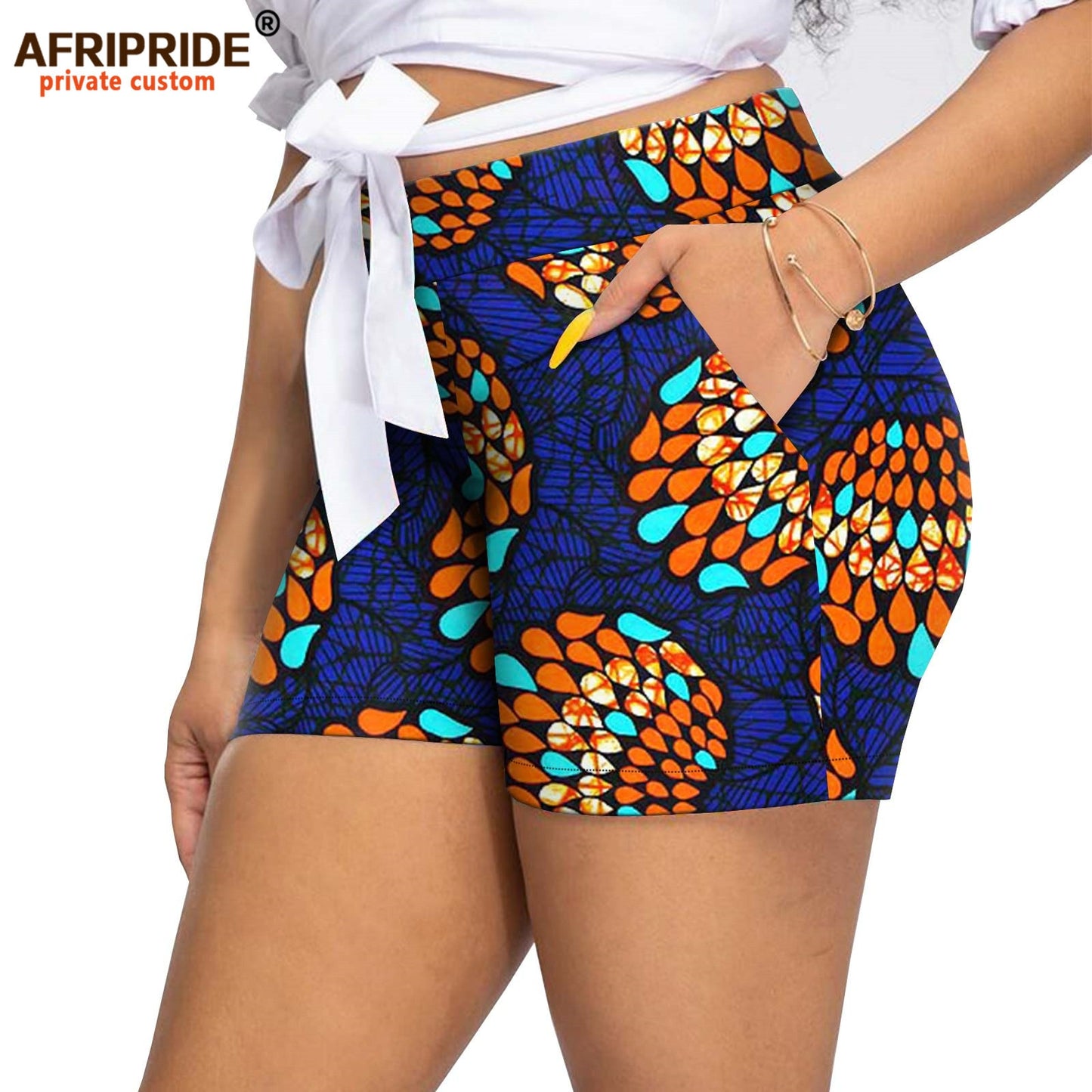 Women`s Shorts Midi Waist  Ankara Printed