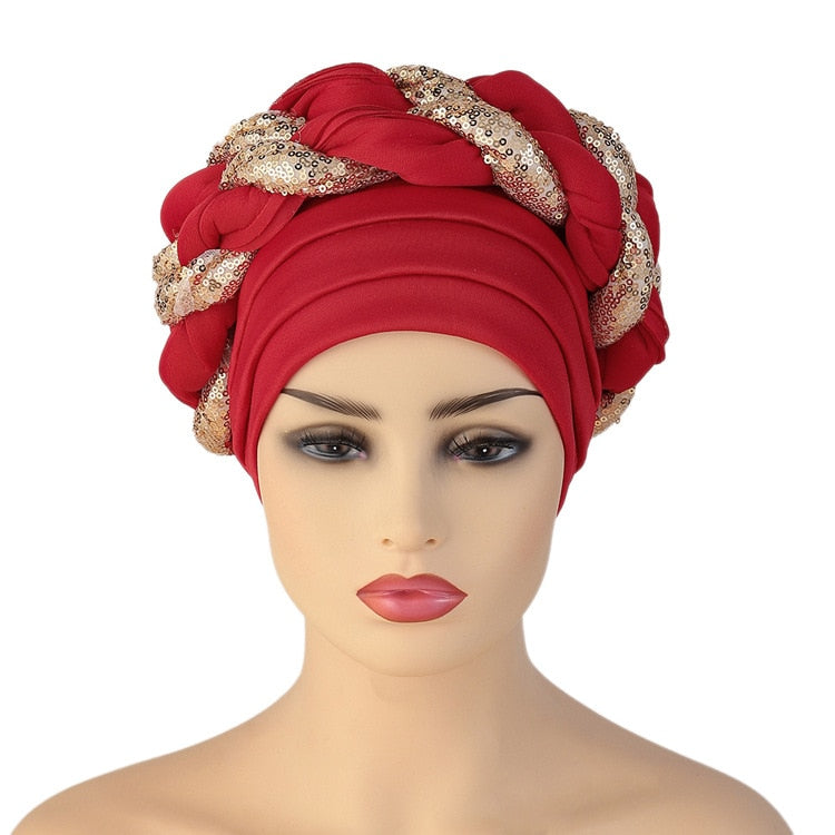 Turbans for Women Pleated Beanie Headwrap  Aso Oke Gele Readymade to Wear