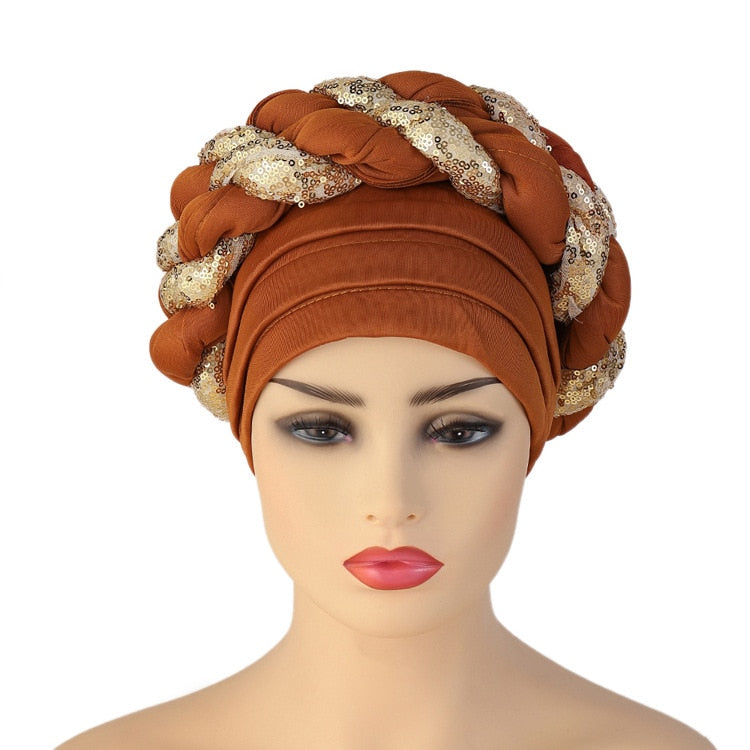 Turbans for Women Pleated Beanie Headwrap  Aso Oke Gele Readymade to Wear