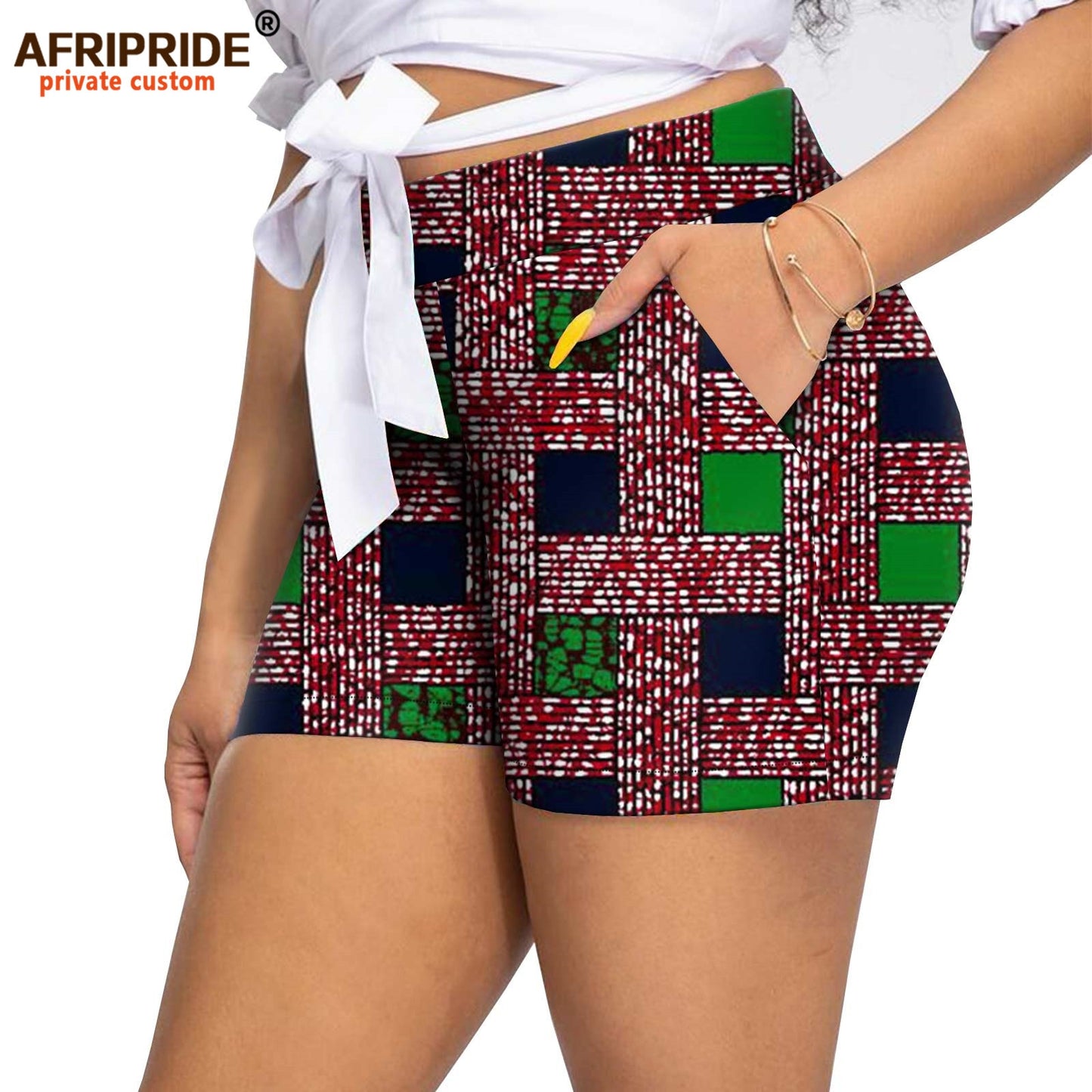 Women`s Shorts Midi Waist  Ankara Printed