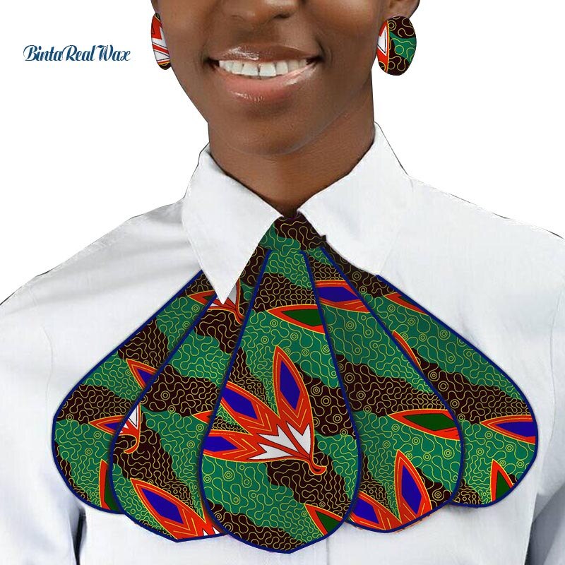 Triangle Ankara Fabric Cravat with Stud Earrings WYB318