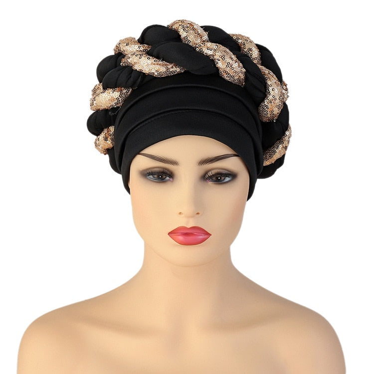 Turbans for Women Pleated Beanie Headwrap  Aso Oke Gele Readymade to Wear