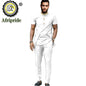 Men Embroidery Short Sleeve Shirt and Pant 2 Piece Set