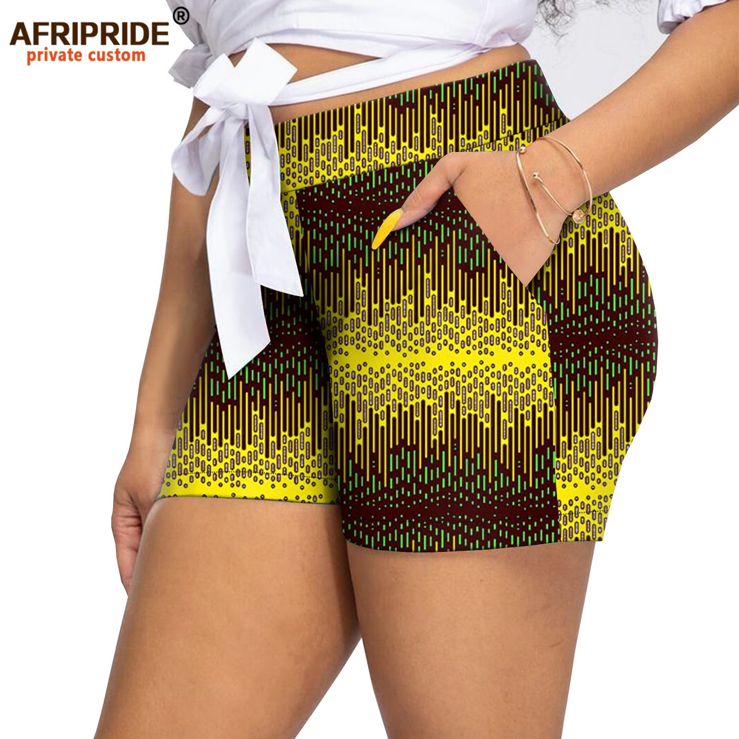 Women`s Shorts Midi Waist  Ankara Printed