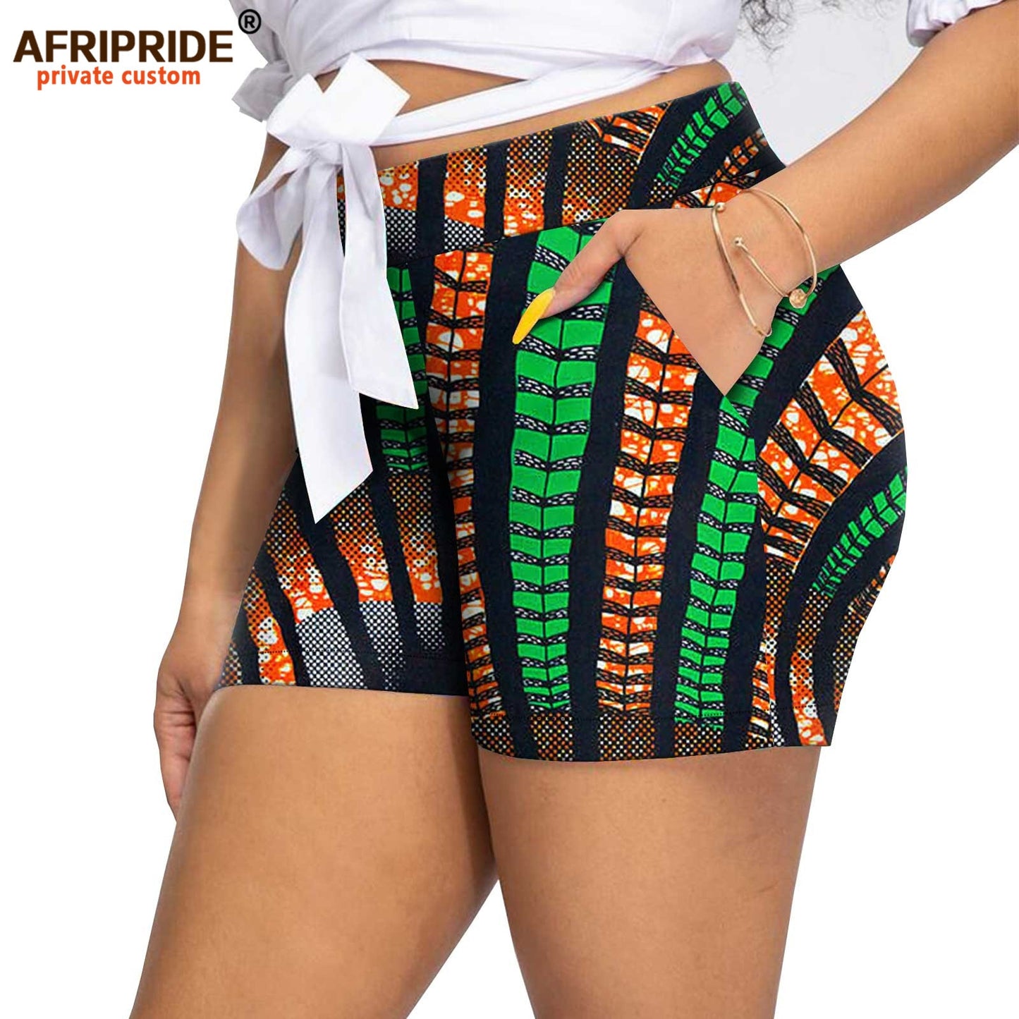 Women`s Shorts Midi Waist  Ankara Printed