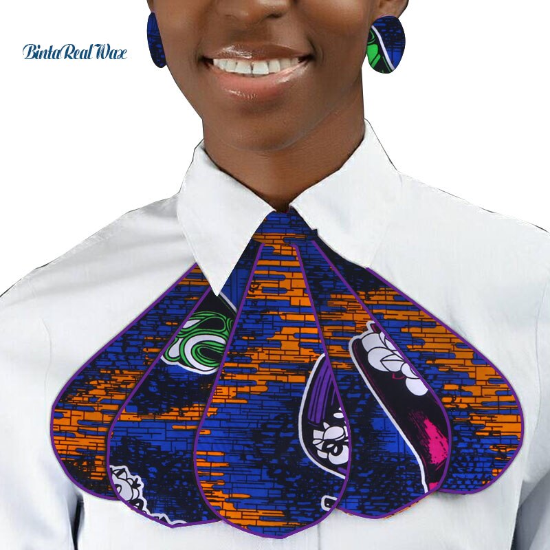 Triangle Ankara Fabric Cravat with Stud Earrings WYB318