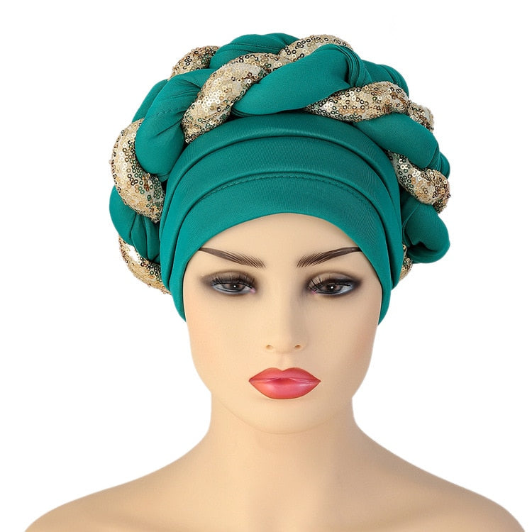 Turbans for Women Pleated Beanie Headwrap  Aso Oke Gele Readymade to Wear