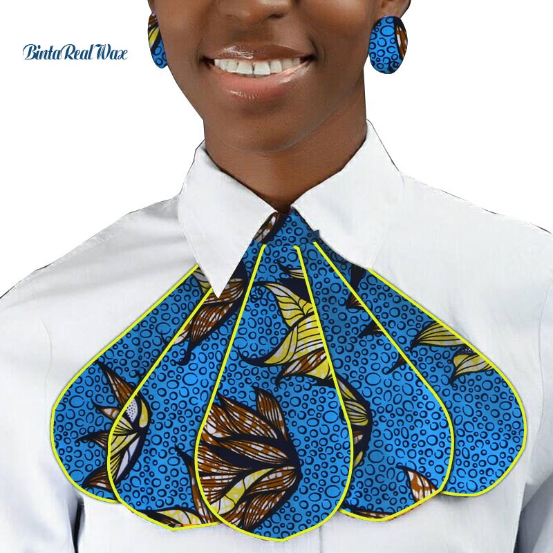 Triangle Ankara Fabric Cravat with Stud Earrings WYB318