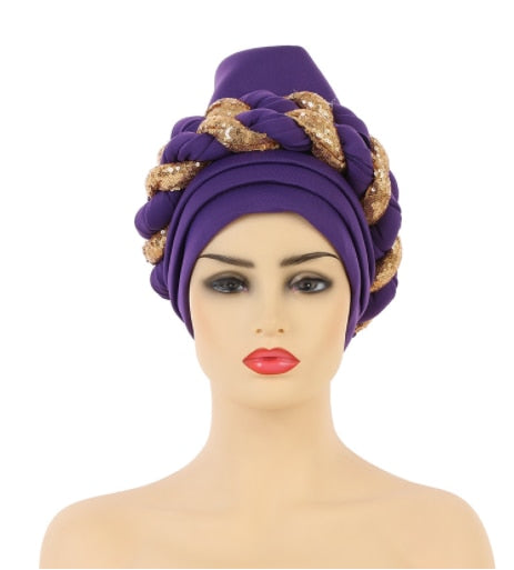 Turbans for Women Pleated Beanie Headwrap  Aso Oke Gele Readymade to Wear