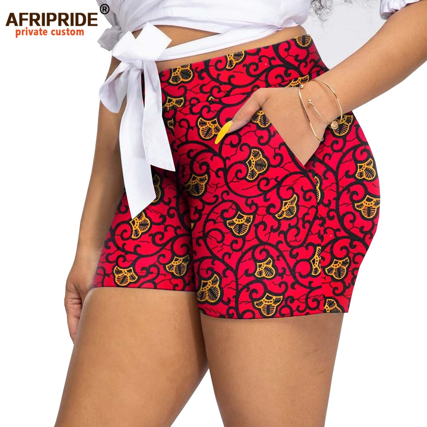 Women`s Shorts Midi Waist  Ankara Printed