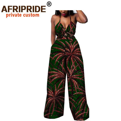 African 2 Piece Set for Women Strapless Short Top & full Length Print Pants Ankara Clothing Attire