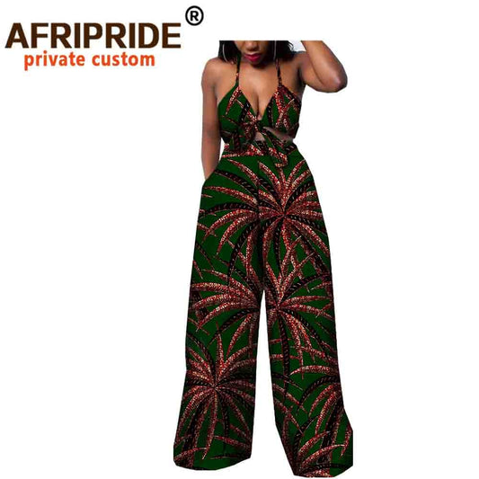 African 2 Piece Set for Women Strapless Short Top & full Length Print Pants Ankara Clothing Attire