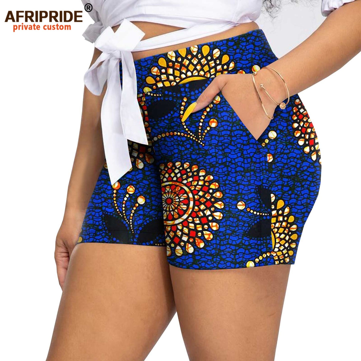 Women`s Shorts Midi Waist  Ankara Printed