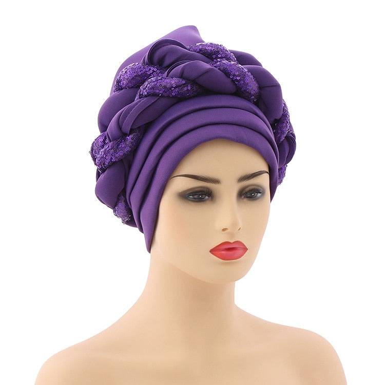 Turbans for Women Pleated Beanie Headwrap  Aso Oke Gele Readymade to Wear