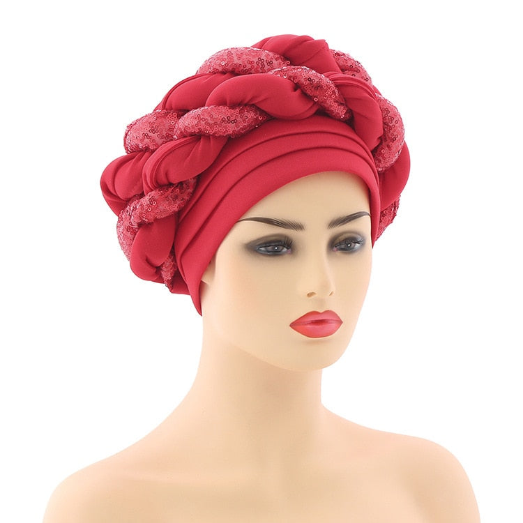 Turbans for Women Pleated Beanie Headwrap  Aso Oke Gele Readymade to Wear