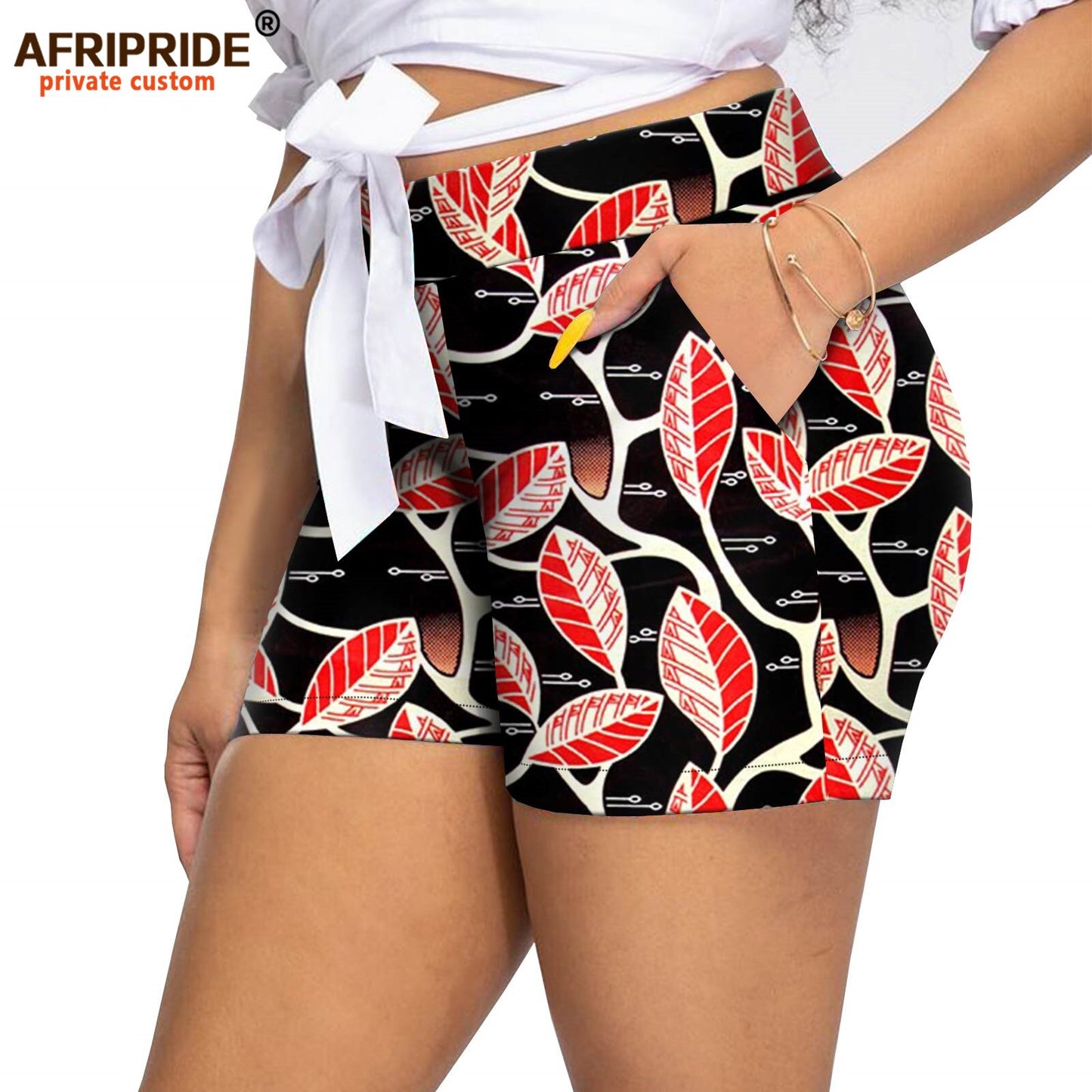 Women`s Shorts Midi Waist  Ankara Printed