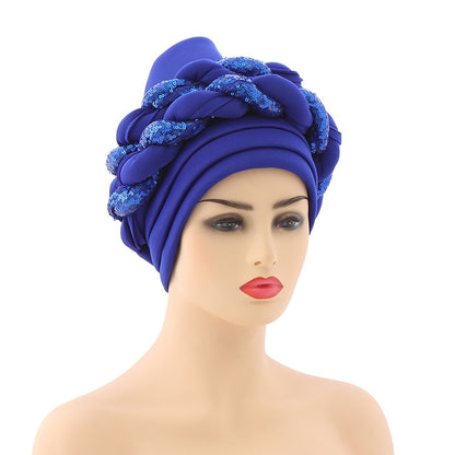 Turbans for Women Pleated Beanie Headwrap  Aso Oke Gele Readymade to Wear