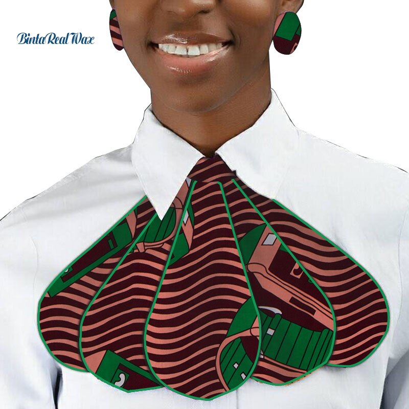 Triangle Ankara Fabric Cravat with Stud Earrings WYB318