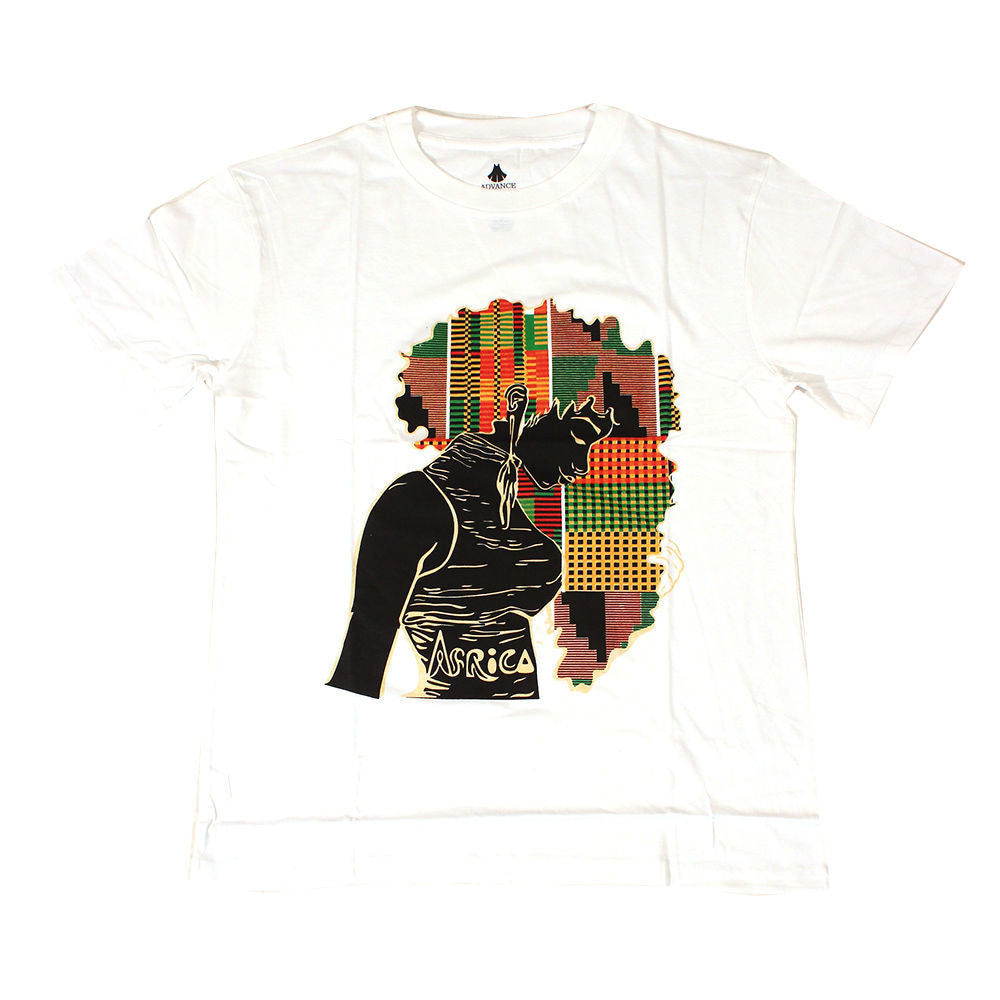 Kente Africa Map White T-Shirt