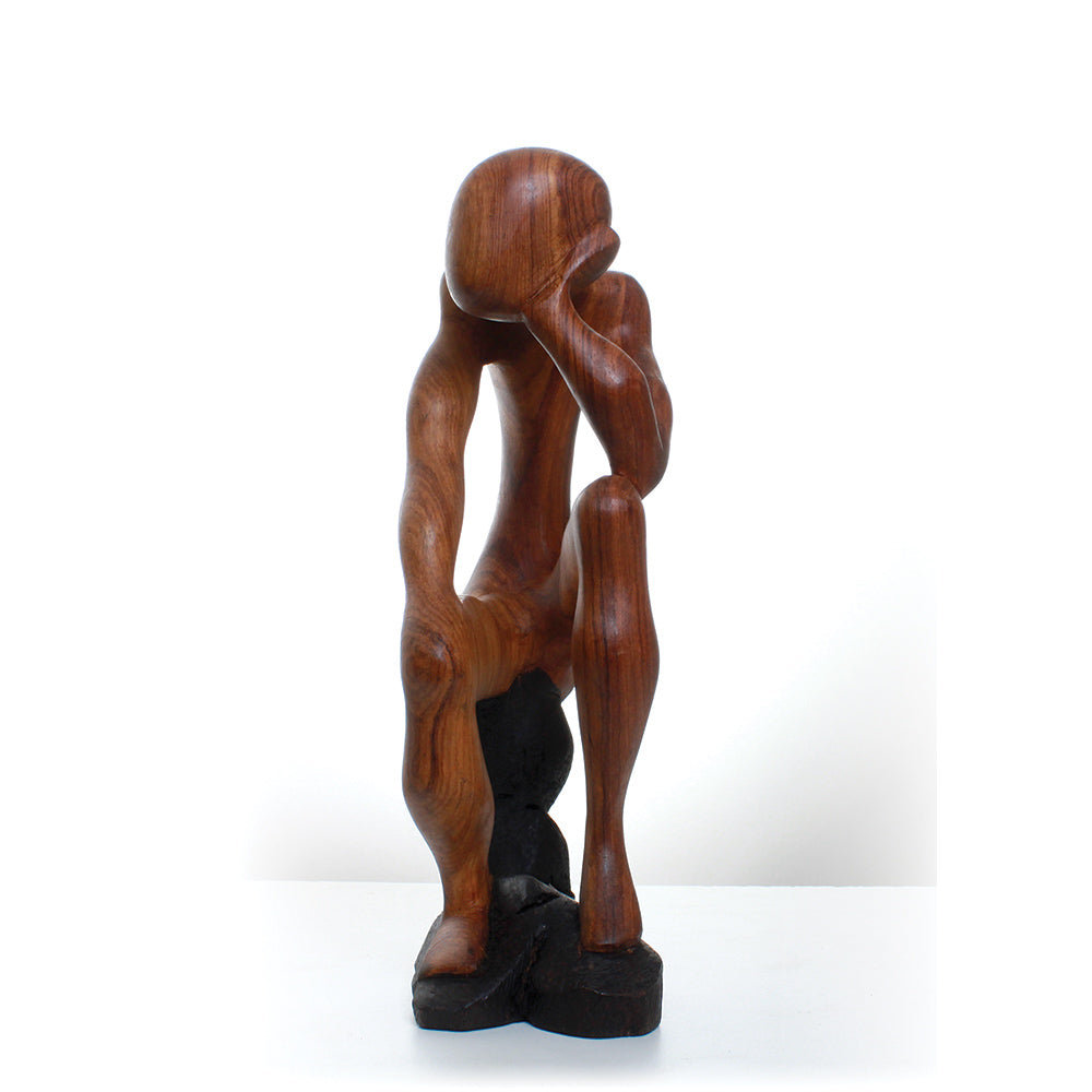 Thinker Statue On Stool - Black 10-12"