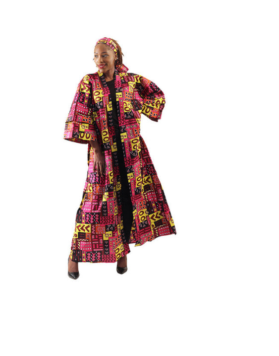 African Print Long Kimono