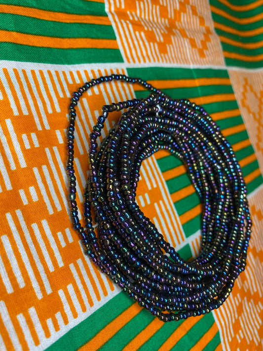 Metallic elastic waist-beads