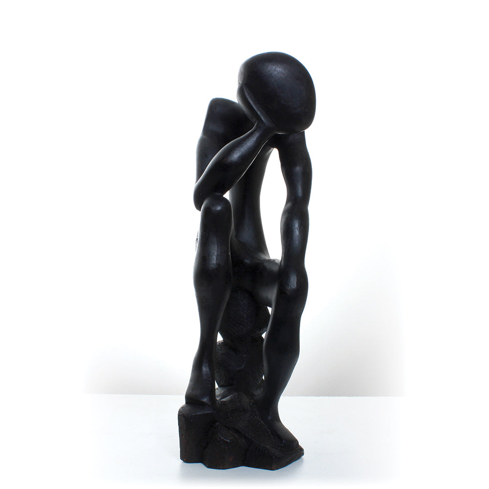 Thinker Statue On Stool - Black 10-12"