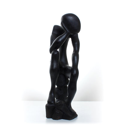 Thinker Statue On Stool - Black 10-12"