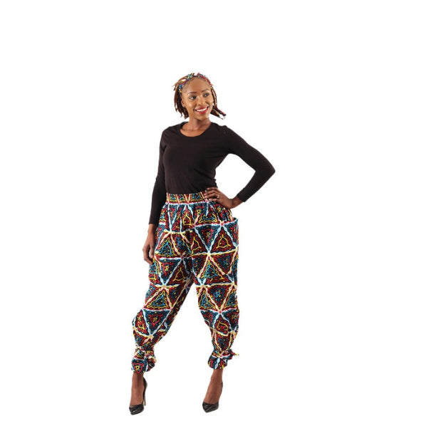 African Print Wide Leg Pants w/ Pull String